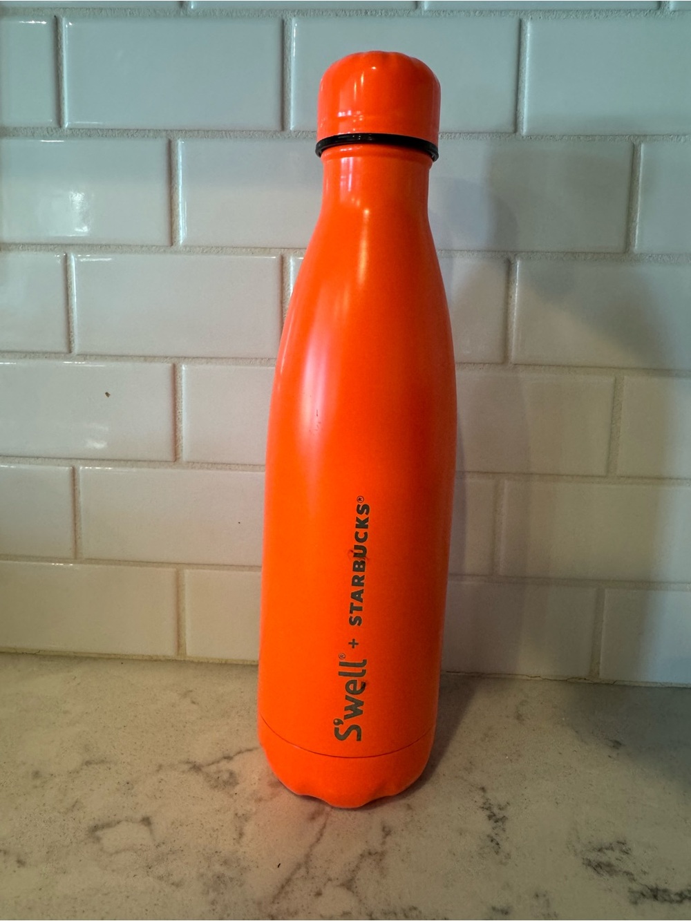 RARE Starbucks Swell 17 Oz Water Bottle Orange Stainless Steel Thermos Double